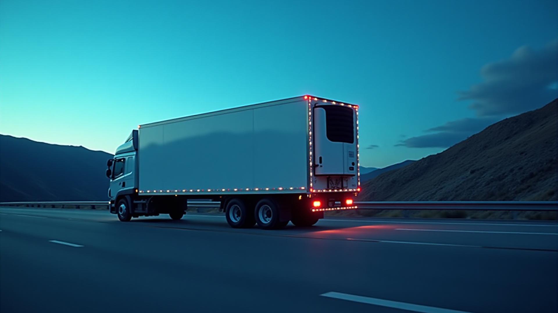 Modern TSM refrigerated truck on a clean highway